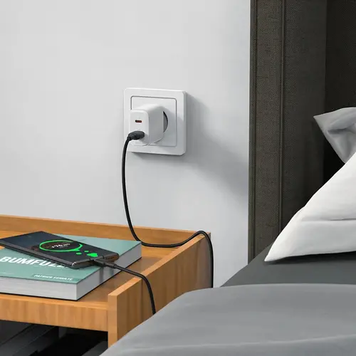 Acefast Универсално зарядно за стена Charger Wall GaN PD20W - A25 - USB-C x 1, USB-A x 1, White - image 5