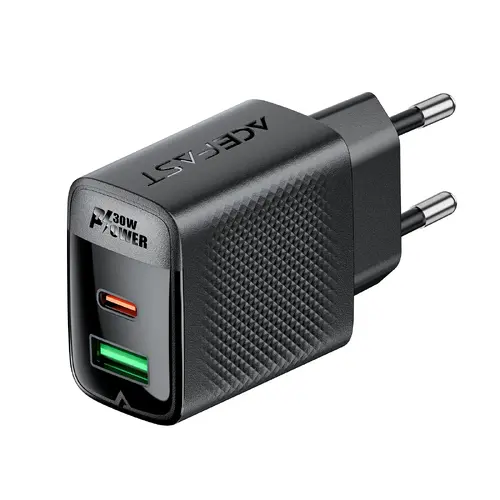 Acefast Универсално зарядно за стена Charger Wall GaN PD 30W - A98 - USB-C x 1, USB-A x 1, Black - image 1