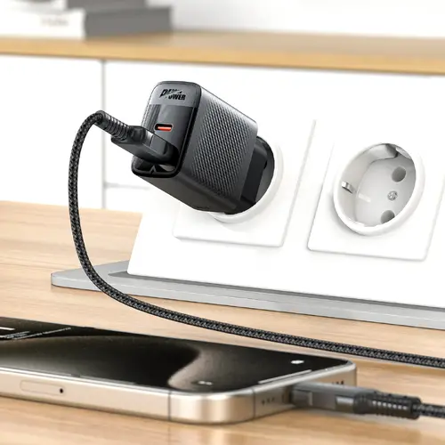 Acefast Универсално зарядно за стена Charger Wall GaN PD 30W - A98 - USB-C x 1, USB-A x 1, Black - image 4