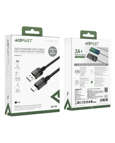 Acefast Кабел USB-A to USB-C Cable 60W 1.2m - C9-04 - Black - image 6