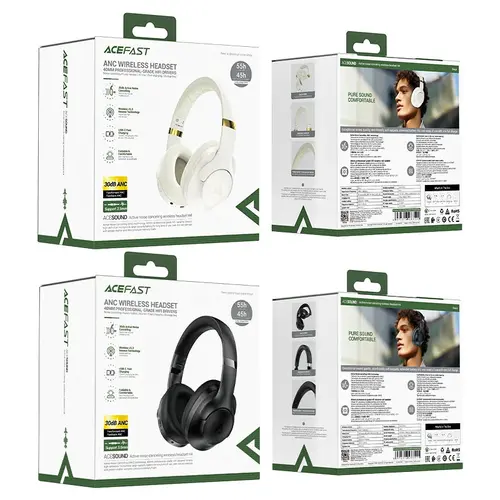 Acefast безжични шумоизолиращи слушалки Active Noise Canceling Wireless Headphones - H4 Black - image 5