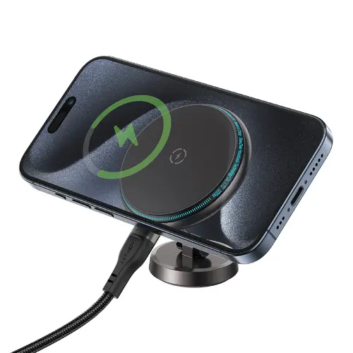 Acefast Зареждаща стойка за телефон за кола Car phone holder - MAG-Charging 15W, Metal, Magnetic Ring, 360 deg, Foldable  - D30 - Black - image 1