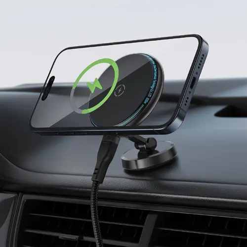 Acefast Зареждаща стойка за телефон за кола Car phone holder - MAG-Charging 15W, Metal, Magnetic Ring, 360 deg, Foldable  - D30 - Black - image 4