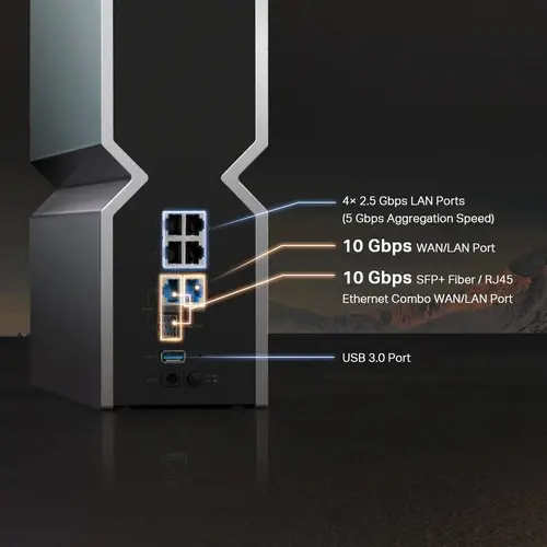 Безжичен рутер TP-Link Archer BE800,19 GbE WiFi7,4x2.5GbE,2x10GbE,1xSFP+,1xUSB 3 - image 5