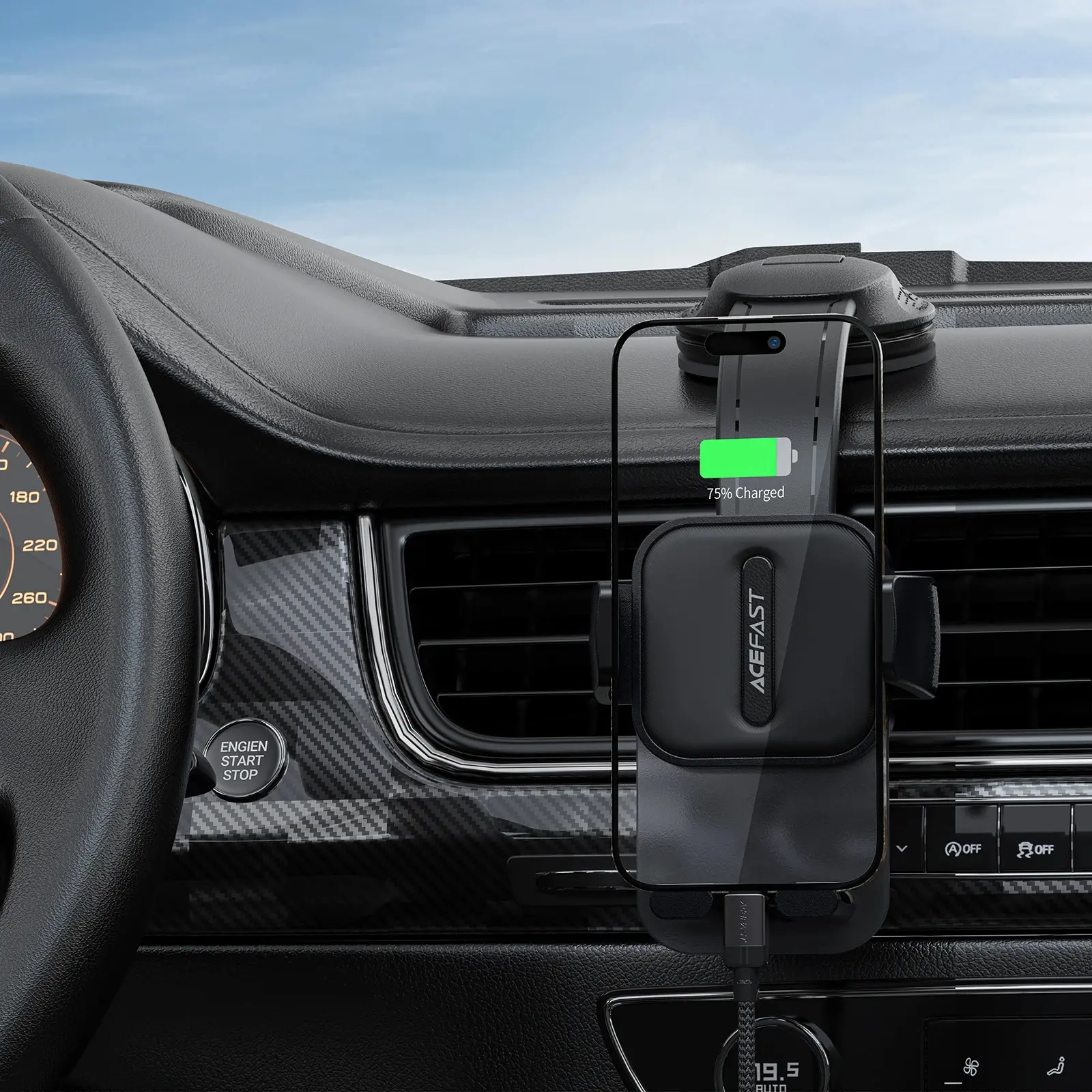 Acefast Suport de telefon pentru mașină Car phone holder - 360 degree - D26 Negru - image 4