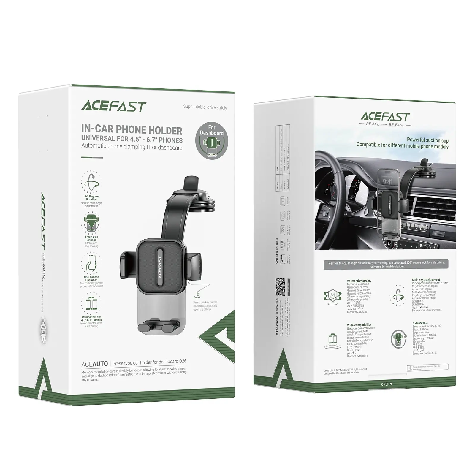 Acefast Стойка за телефон за кола Car phone holder - 360 degree - D26 Black - image 7