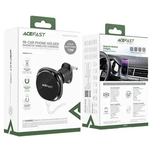Acefast Стойка за телефон за кола Car phone holder - for Air vent, Wireless Magnetic Wireless Charging - D31 - Black - image 7