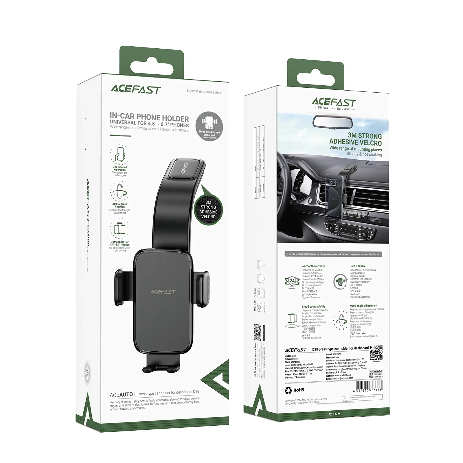 Acefast Стойка за телефон за кола Car phone holder - 360 degree - D28 Black - image 8