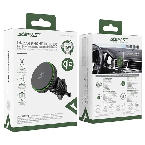Acefast Стойка за телефон за кола Car phone holder - for Air vent, Magnetic Qi2 Wireless Charging - D33 Qi2 - Black - image 5