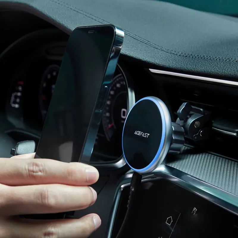 Acefast Стойка за телефон за кола Car phone holder - for Air vent, Wireless Magnetic Wireless Charging - D3 - Silver - image 4