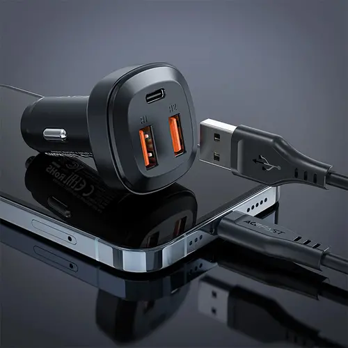Acefast зарядно за кола Fast Charger Car PD3.0 66W - B9 - USB-C x 1, USB-A x 2, Black - image 4