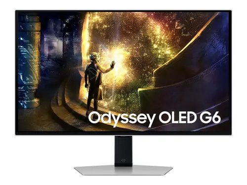 Монитор, Samsung 27DG610 27" Odyssey G6 Smart, OLED, 240 Hz, 1 ms GTG, 2560x1440, DP 1.4, 2xHDMI 2.1, 2xUSB, Wi-Fi, Bluetooth, Tizen, Silver