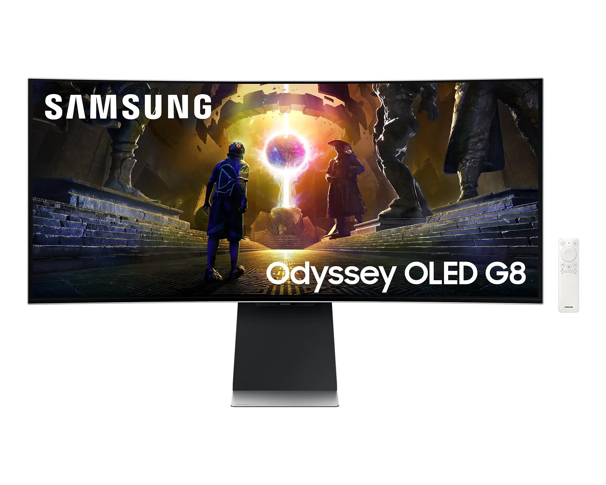 Монитор, Samsung LS34DG850, 34'' CURVED Odyssey G8 OLED, 1800R, 175 Hz, 0.1 ms GTG, 21:9, 3440 x 1440, Smart, 2xUSB C, Mini DP, Micro HDMI 2.1, Wi-Fi 5, BT 5.2, Speakers, 178°/178°, Silver