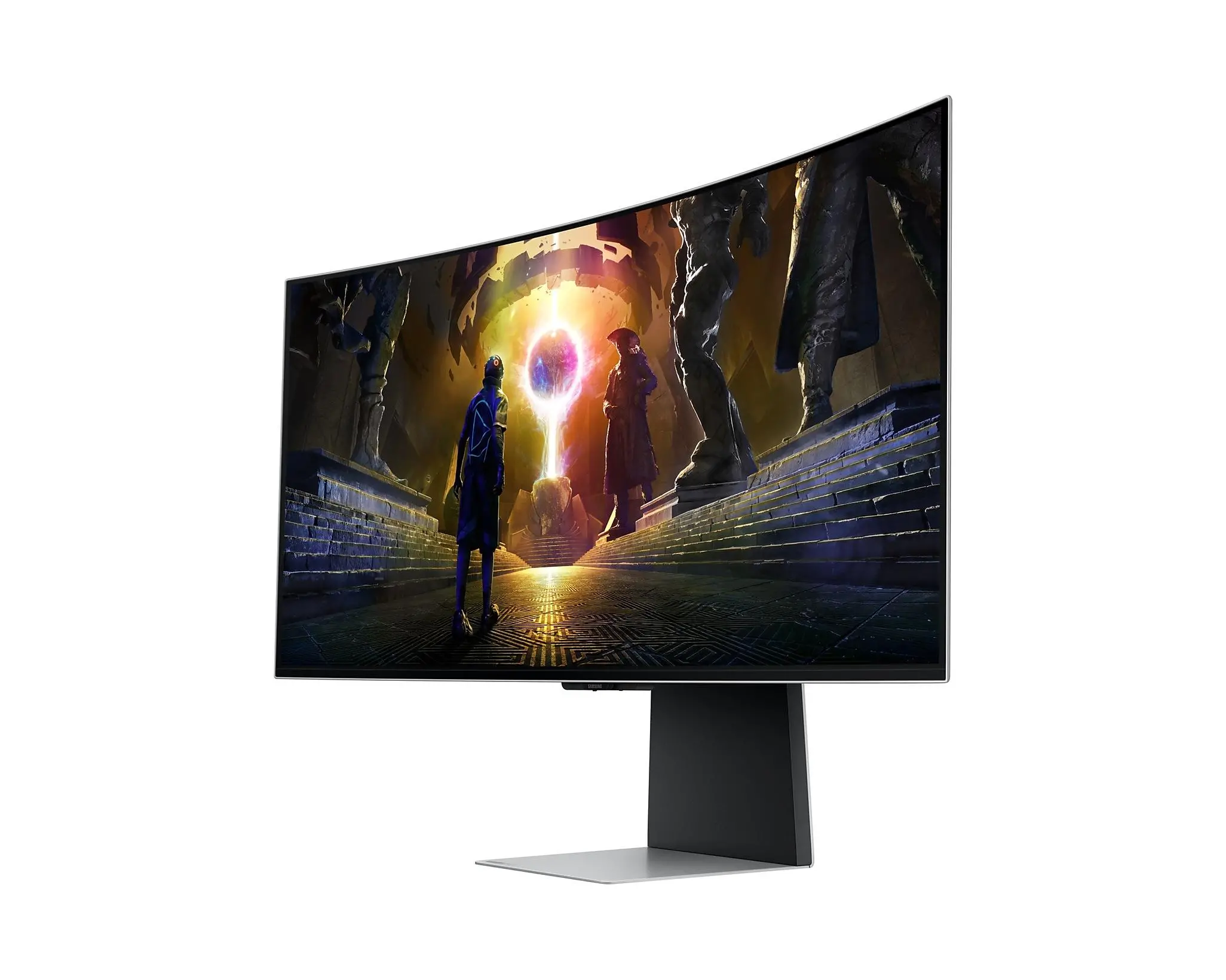 Монитор, Samsung LS34DG850, 34'' CURVED Odyssey G8 OLED, 1800R, 175 Hz, 0.1 ms GTG, 21:9, 3440 x 1440, Smart, 2xUSB C, Mini DP, Micro HDMI 2.1, Wi-Fi 5, BT 5.2, Speakers, 178°/178°, Silver - image 1