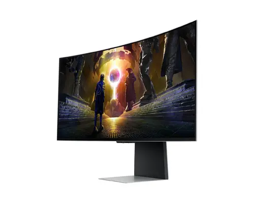 Монитор, Samsung LS34DG850, 34'' CURVED Odyssey G8 OLED, 1800R, 175 Hz, 0.1 ms GTG, 21:9, 3440 x 1440, Smart, 2xUSB C, Mini DP, Micro HDMI 2.1, Wi-Fi 5, BT 5.2, Speakers, 178°/178°, Silver - image 1