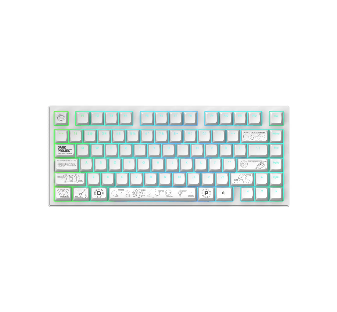 Tastatură wireless de gaming Dark Project ALU81A Terra Nova White RGB
