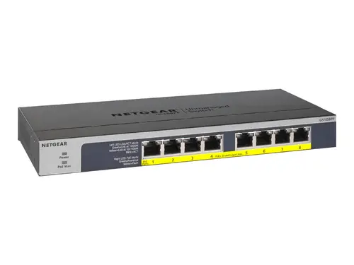 NETGEAR GS108LP 8PT GIGABIT UNMANAGED SWITCH 8xPOE+ ports Up to 60W Fanless