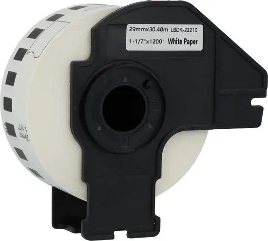 Bandă pentru imprimante de etichete BROTHER tip QL - bandă continuă de hârtie - 29 mm x 30,48 m - DK22210 (DK-22210) - PN LB-22210 - NEOMAX - image 1
