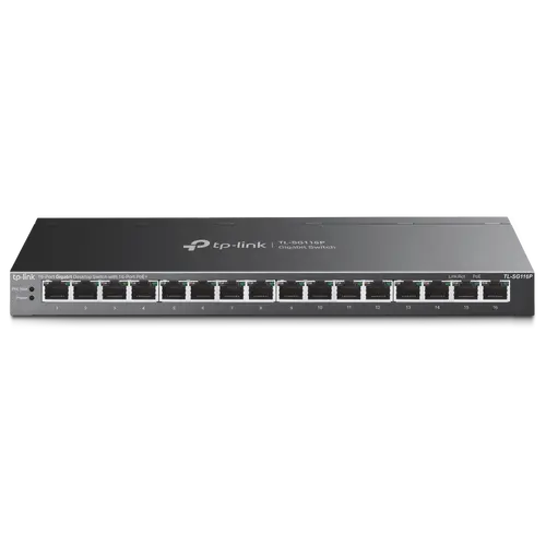 TP-Link TL-SG116P 16-Port Gigabit Desktop Switch with 16-Port PoE+, 802.3at/af, 120 W PoE Power, Desktop Steel Case, Extend Mode for 250m PoE Transmitting, Priority Mode for Port1-4, Isolation Mode, PoE Auto Recovery, Intelligent Power Management