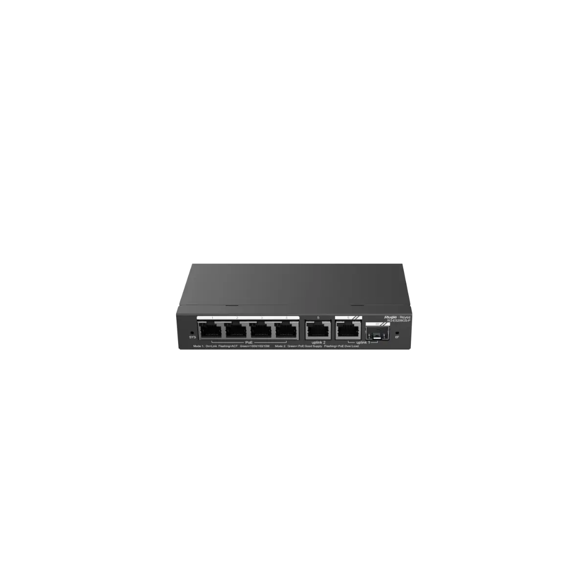 Комутатор Ruijie RG-ES206GS-P, 4xGbE PoE+,2xGbE,1x SFP, 54W,до 16 VLAN, настолен - image 1