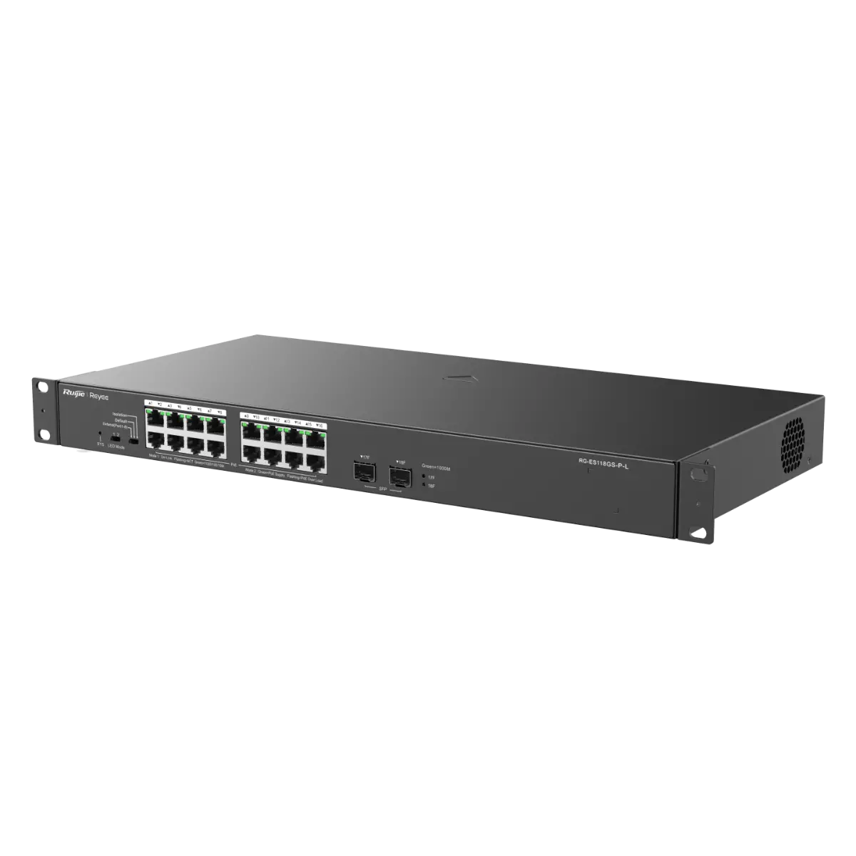 Комутатор Ruijie RG-ES118GS-P-L, 16x GbE PoE+, 2x SFP, 247W, неуправляем - image 1