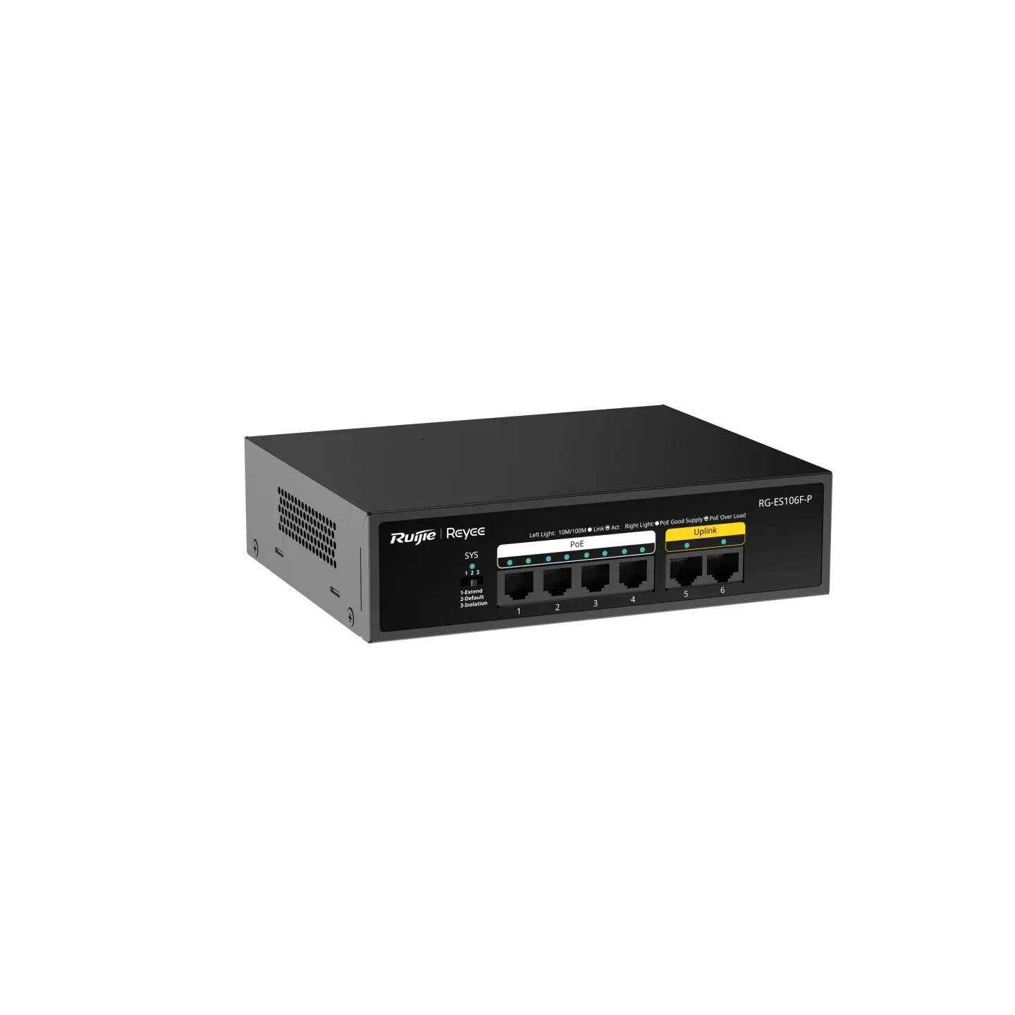 Комутатор Ruijie RG-ES106F-P, 6x10/100M, 4 x PoE+, 54W, неуправляем, наст. - image 1