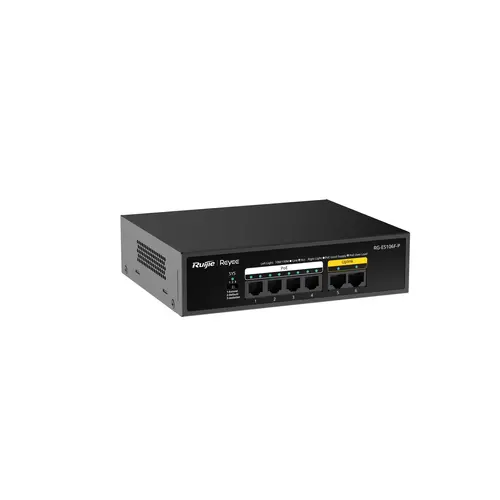 Комутатор Ruijie RG-ES106F-P, 6x10/100M, 4 x PoE+, 54W, неуправляем, наст. - image 1