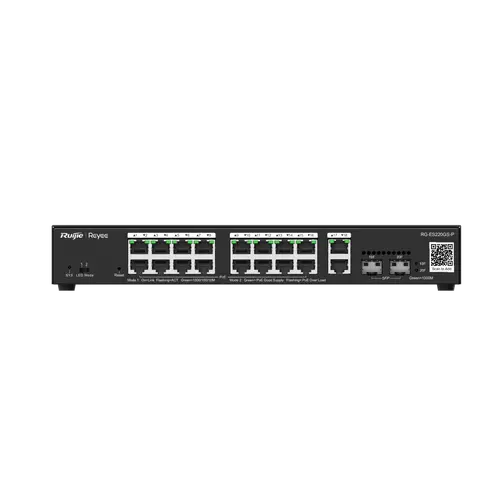 Комутатор Ruijie RG-ES220GS-P, 18xGbE, 2xSFP, 16x PoE+, 250W, до 16 VLAN - image 3