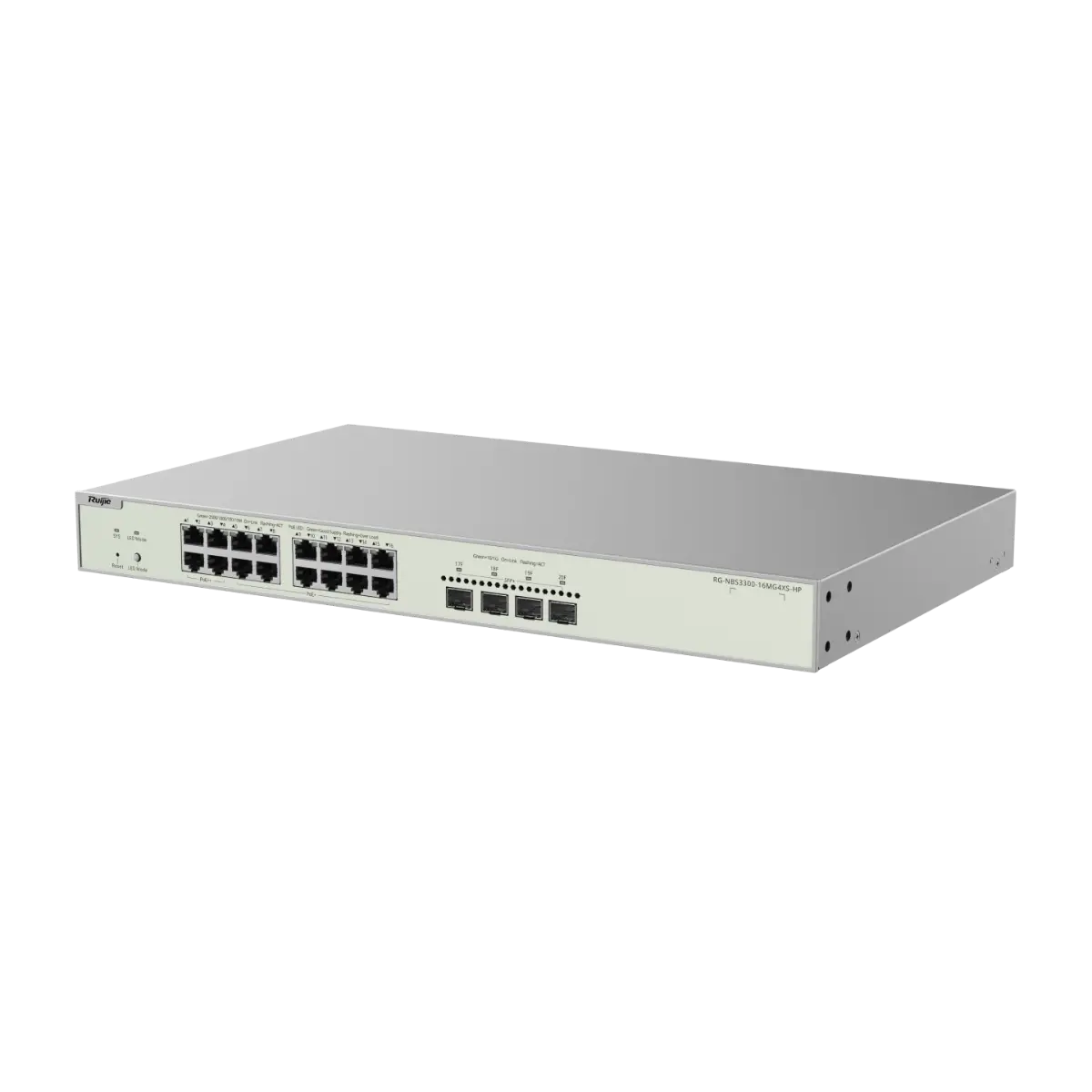 Комутатор Ruijie RG-NBS3300-16MG4XS-HP,16x2.5G,12xPOE+,4xPOE++,4xSFP 10G,L2,19" - image 1