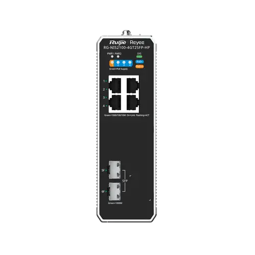 Комутатор Ruijie RG-NIS2100-4GT2SFP-HP,3xGb POE+,1xGb POE++,2xSFP,L2индустриален - image 3