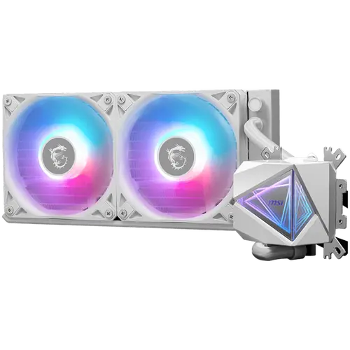 MSI MAG CORELIQUID I240 WHITE 2x 120mm ARGB Fans, Aluminium Radiator, Loop Dynamic Bearing, Intel LGA 1150/1151/1155/1156/1200/1700/1851, AMD AM5/AM4, 3Y Warranty - image 1