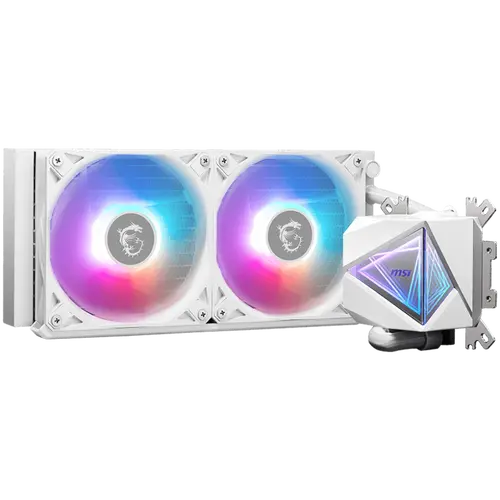 MSI MAG CORELIQUID I240 WHITE 2x 120mm ARGB Fans, Aluminium Radiator, Loop Dynamic Bearing, Intel LGA 1150/1151/1155/1156/1200/1700/1851, AMD AM5/AM4, 3Y Warranty - image 2