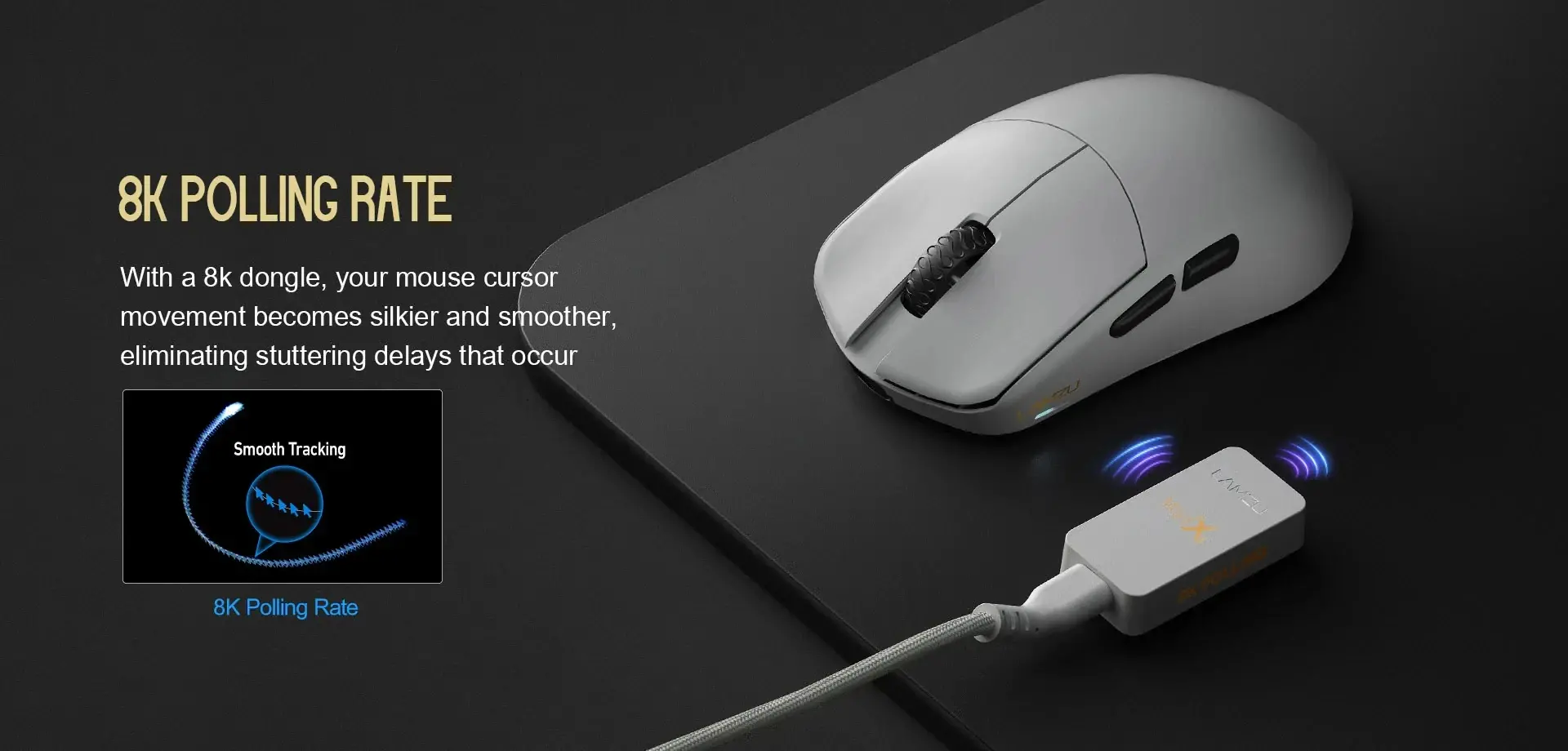 Lamzu mouse profesional de gaming MAYA X 8K - Mouse de gaming fără fir - Cloud Grey - image 10