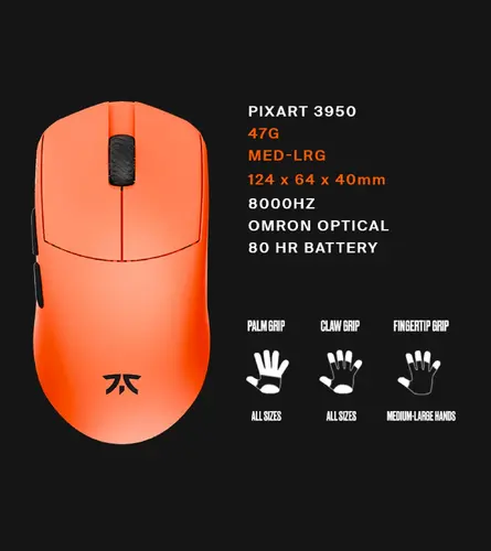 Lamzu професионална геймърска мишка MAYA X 8K - Wireless Gaming Mouse - Fnatic Special Edition Orange - image 10