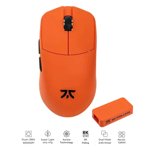 Lamzu професионална геймърска мишка MAYA X 8K - Wireless Gaming Mouse - Fnatic Special Edition Orange - image 4