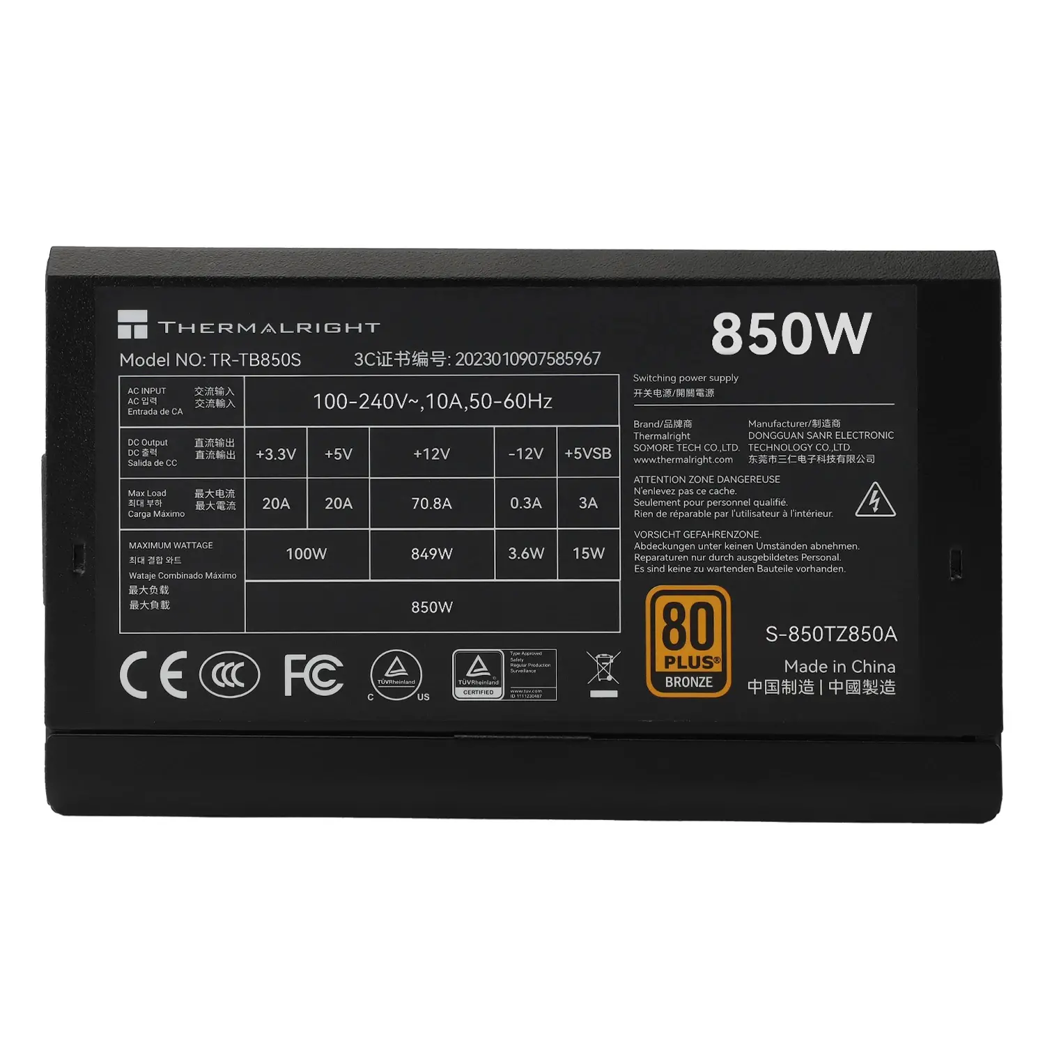 Thermalright τροφοδοτικό PSU ATX 3.0 850W Bronze - TR-TB850S - image 2