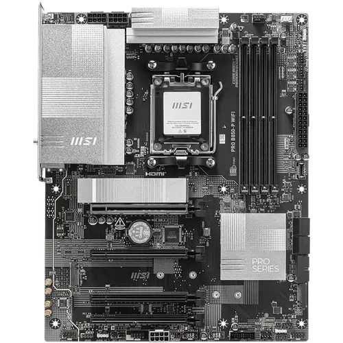 MSI PRO B850-P WIFI, ATX, Socket AM5, 4x DDR5 Dual Channel DDR5 up to 8200(OC)MHz, 4x PCIe 3.0 16 slots, 3x M.2 slots, 4x USB 2.0, 1x USB 5Gbps, 1x USB 10Gbps, 2x USB 10Gbps Type-C, HDMI, 7.1 HD Audio, 5G LAN, WiFI 7, BT, 3Y - image 1