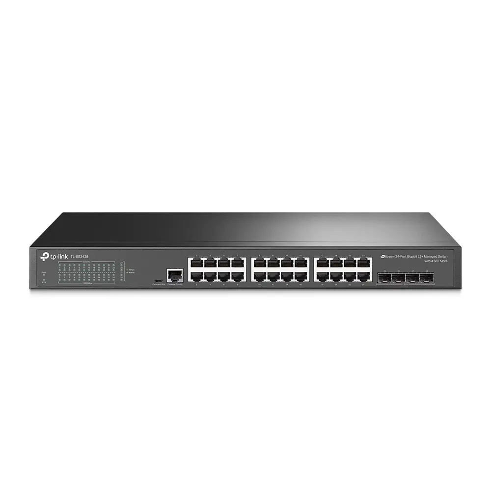 TP-Link SG3428 Omada 24-θυρών Gigabit L2+ Managed Switch με 4 υποδοχές SFP, 24× θύρες Gigabit RJ45 και 4× υποδοχές Gigabit SFP, Omada APP, Static