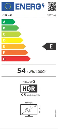 Телевизор, Hisense 50" E7NQ, 4K Ultra HD 3840x2160, QLED, Quantum Dot, HDR 10+, HLG, Dolby Vision, DTS Virtual X, Smart TV, WiFi, Light Sensor, BT, Anyview Cast, 3xHDMI, 2xUSB, LAN, CI+, DVB-T2/C/S2, Black - image 4