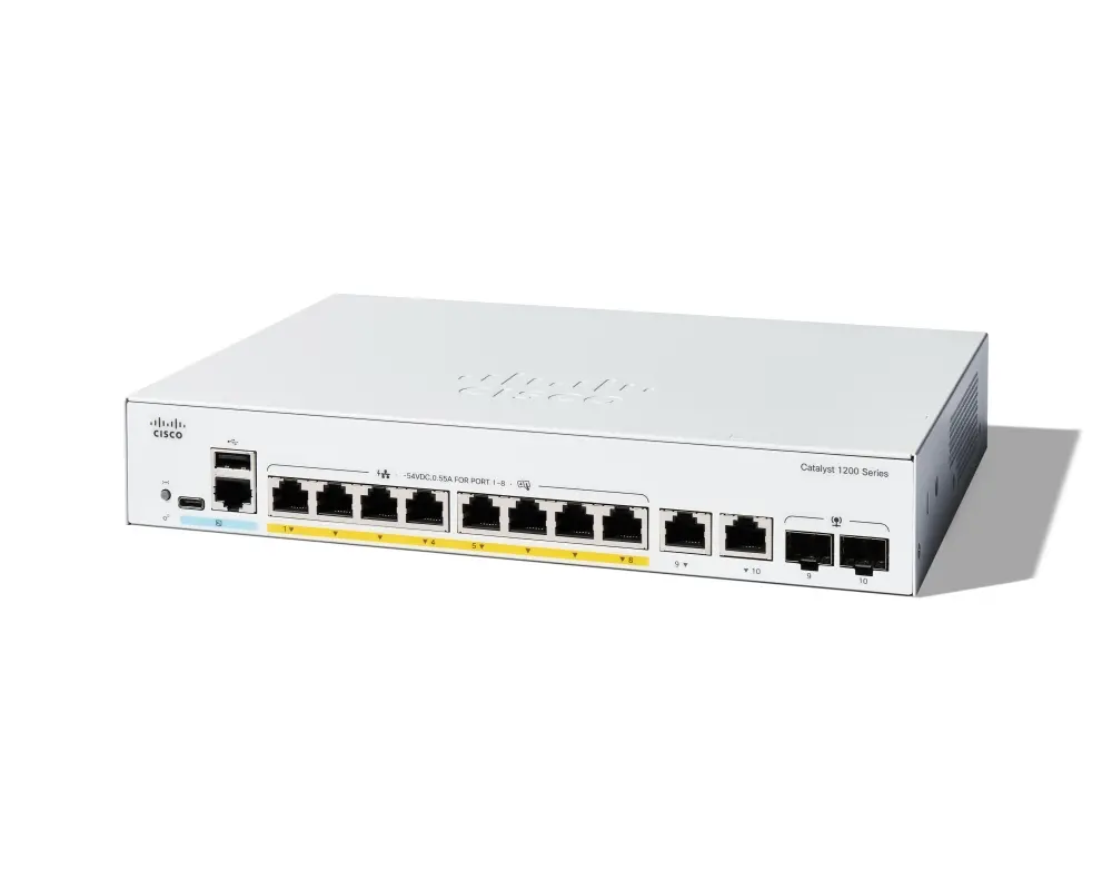Комутатор, Cisco Catalyst 1200 8-port GE, PoE, Ext PS, 2x1G Combo - image 1