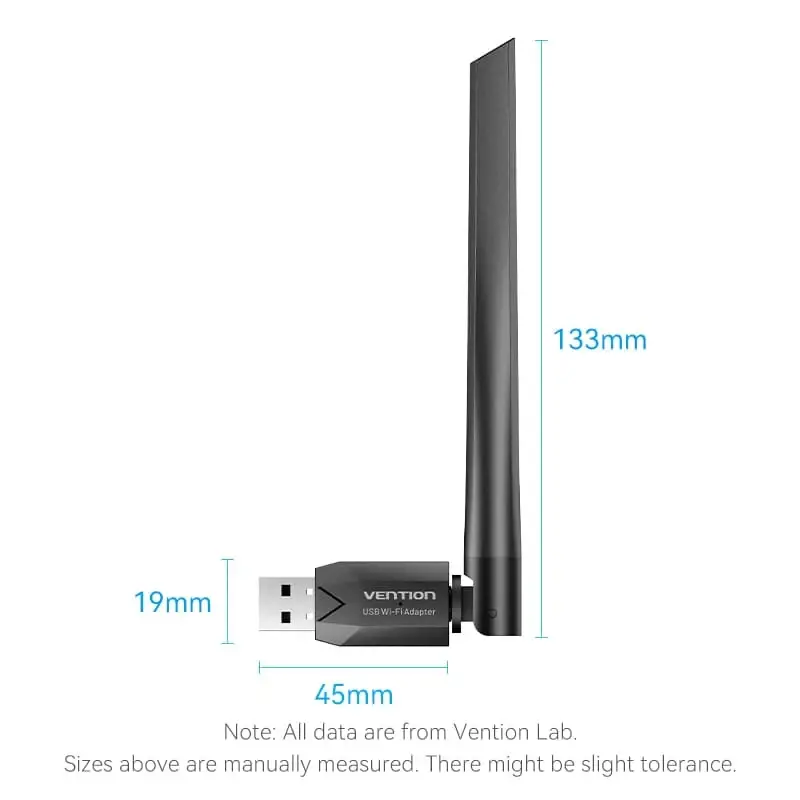 Vention безжичен адаптер WiFi USB adapter Dual Band, 650Mbps, Black - KDTB0 - image 1
