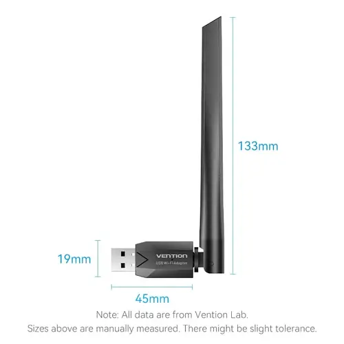 Vention безжичен адаптер WiFi USB adapter Dual Band, 650Mbps, Black - KDTB0 - image 1