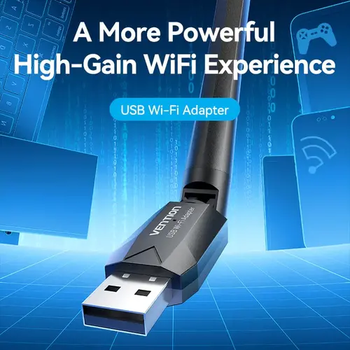Vention безжичен адаптер WiFi USB adapter Dual Band, 650Mbps, Black - KDTB0 - image 2