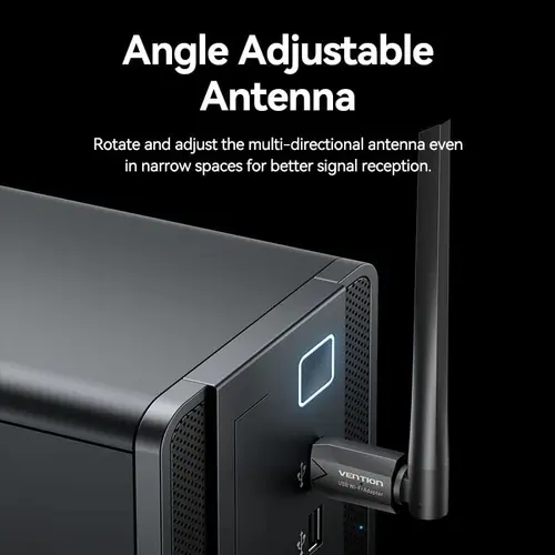 Vention безжичен адаптер WiFi USB adapter Dual Band, 650Mbps, Black - KDTB0 - image 5