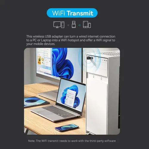 Vention adaptor wireless WiFi USB adapter Dual Band, 650Mbps, negru - KDSB0 - 5