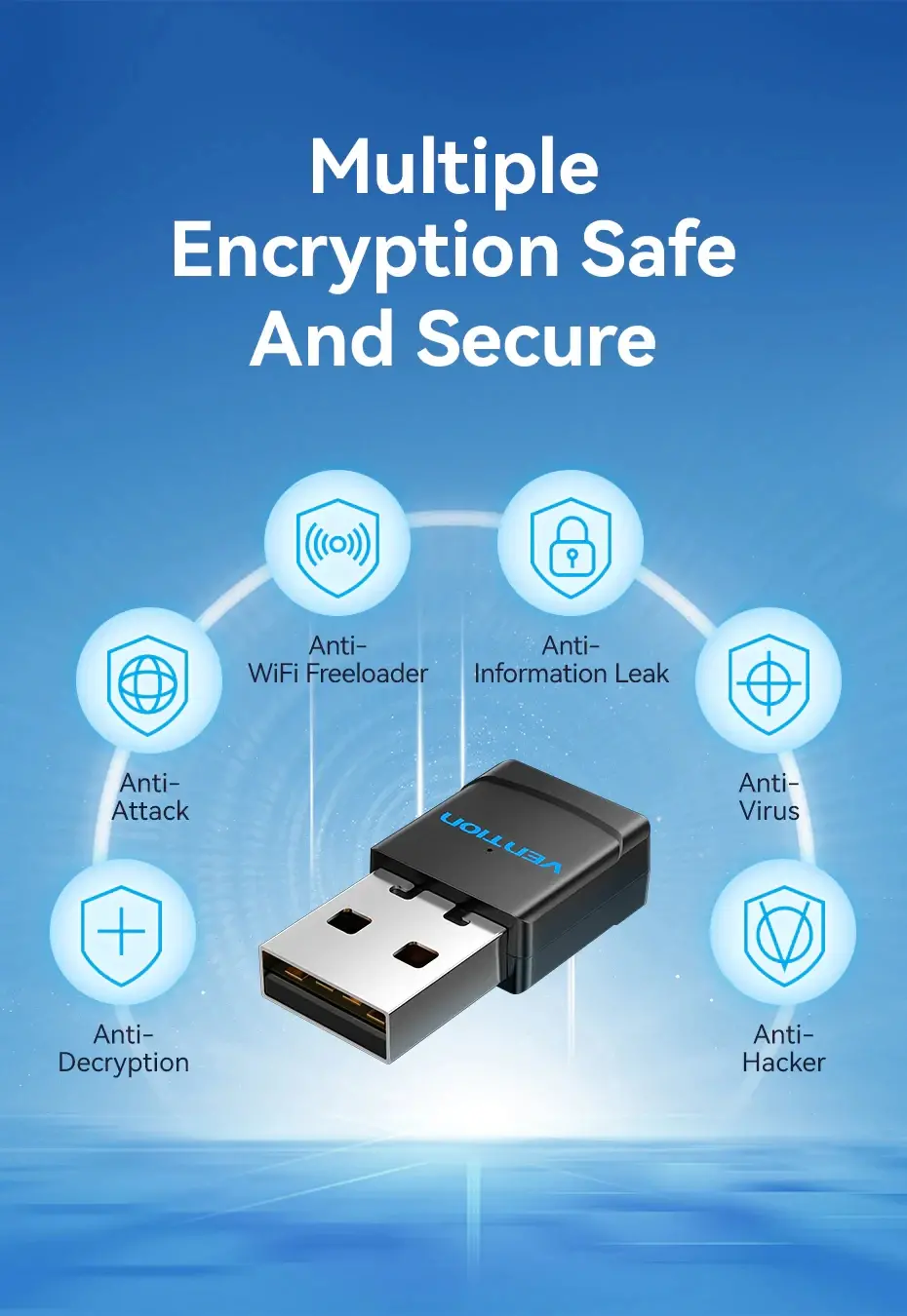 Vention ασύρματος προσαρμογέας WiFi USB adapter, μαύρο - KDRB0 - image 6