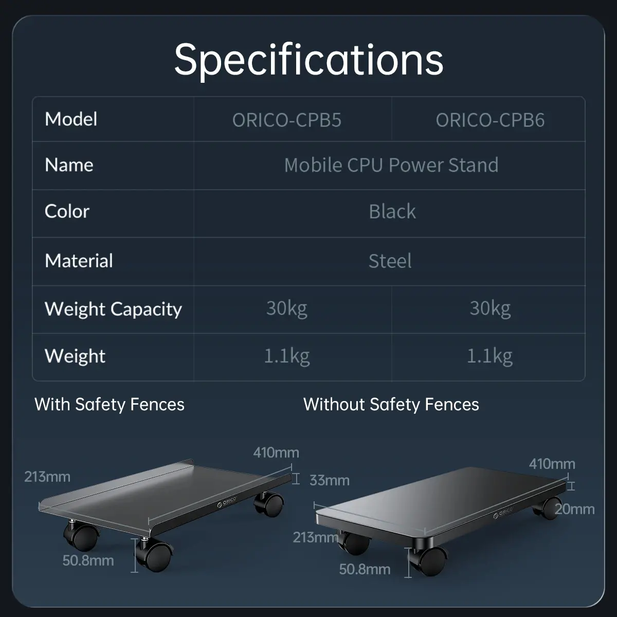 Orico suport pentru calculator PC Stand - Computer Bracket - rezistent la apă, negru - CPB6-BK - image 6