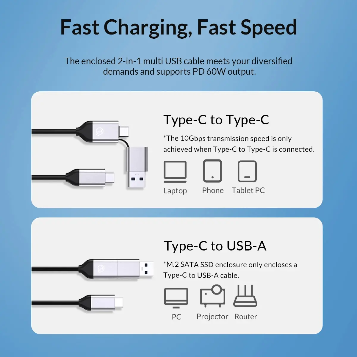 Orico докинг станция Storage - HDD/SSD Dock - 2 BAY 2.5/3.5 USB-C/USB-A - 6829C3-V1 - image 13