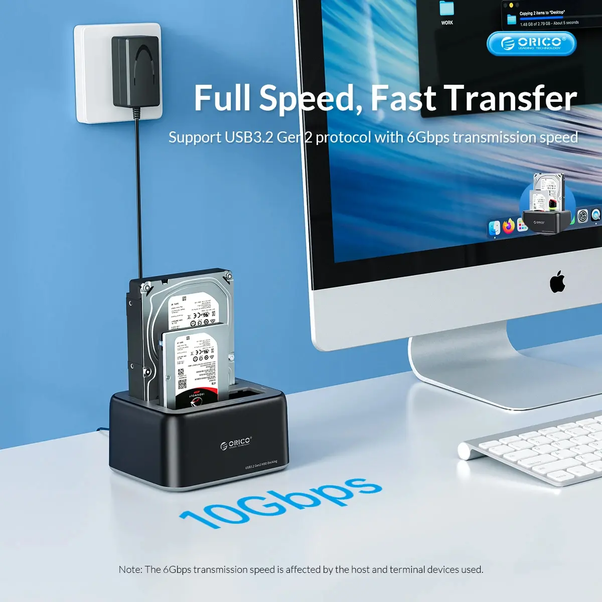 Orico докинг станция Storage - HDD/SSD Dock - 2 BAY 2.5/3.5 USB-C/USB-A - 6829C3-V1 - image 5