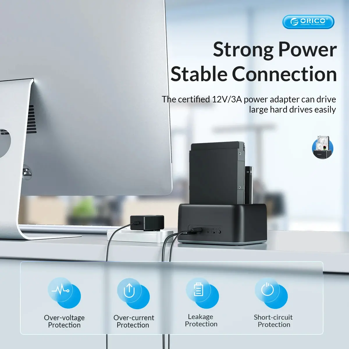 Orico докинг станция Storage - HDD/SSD Dock - 2 BAY 2.5/3.5 USB-C/USB-A - 6829C3-V1 - image 8